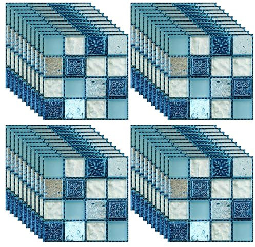 40 Pattern Tile Stickers - Retro Wall Tiles, Self-Adhesive, Kitchen Wallpaper, Mosaic, Decorative, Suitable for Bathroom & Kitchen