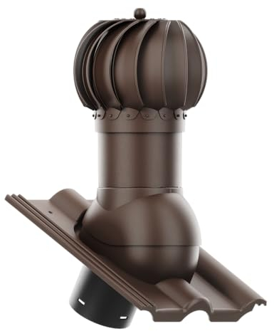 KRONO-PLAST Entlüfterkamin ROTOLINE 150 für Betondachziegel Brass Frankfurter, Benders Mecklenburger, ProDach - Doppelrömer Dachziegel Lüfter Dachlüfter (dunkerbraun/braun)