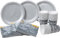 HEKU Party-Einweg-Set, 120-teilig mit Schön dass du da bist Motiv I Inklusive schlichter Pappteller, Partybecher (0,25 l) & Servietten (33x33 cm) I Ideal für Partys, Grillabende & Geburtstage