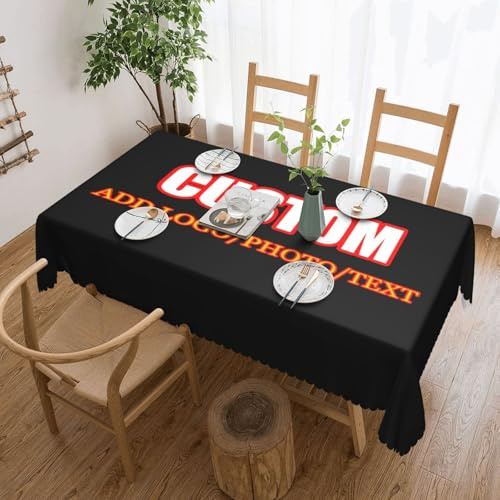 LLLGSH Personalisierte Tischdecke, Fügen Sie Ihr eigenes Design Foto Text Personalisierte Tischdecke, Personalisierte Tischdecke mit Logo-Text, Für Partys, Hochzeiten, Geburtstage, Haushalt, Picknick