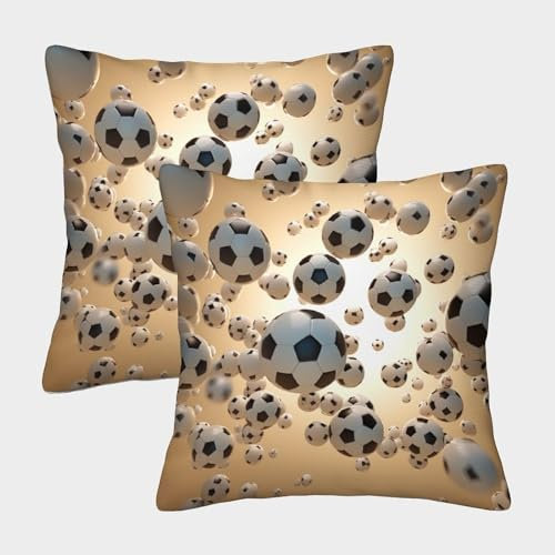 ELBDUTEVU Football Kissenbezug 2er Set Kissenbezüge Wohnzimmer Kissenhülle Couchkissen Waschbar Kopfkissenbezug Für Sofa Bett Garten Balkon Kinderzimmer Dekokissen 40x40cm