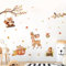 Tanlaby Animaux Forêt Autocollant Mural Feuilles D'automne Plante de Citrouille Sticker Mural Raton Laveur Écureuil Décoration Murale pour Chambre Enfants Bébé Pépinière Salon