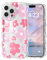 Micoden Cute Curly Wave Case for iPhone 14 Pro Max,Clear with Anti-Yellowing Flower Floral,Soft TPU Slim Bumper Shockproof Anti-Scratch Protective Wavy Cover for Girls Women-Pink