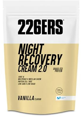 226ERS - Night Recovery Cream 2.0 Vanillegeschmack 1 kg, Nahrungsergänzungsmittel, cremige Erholung auf Basis von mizellarem Kasein und grasgefüttertem Protein, glutenfreie und zuckerarme Proteincreme