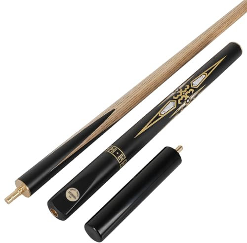 Dysdensa 144,8 cm handgefertigter Snooker-Queuestab mit Verlängerung, langlebige Eschenholz-Konstruktion, professioneller 510 g Pool-Queue, ideal für Snooker und Billard (Schwarz/Gold)