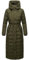 Navahoo Damen Wintermantel Warmer Steppmantel lang mit Kapuze und Taillengürtel Das Teil XIV Dark Olive Gr. 3XL