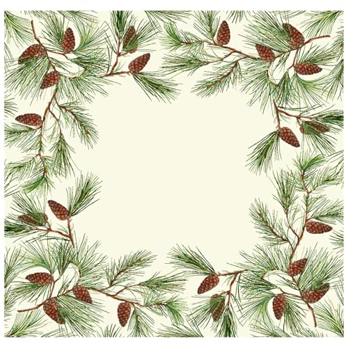 IL MAGGIOLINO | Weihnachten Tischdecke, Tischwäsche Winter Xmas Küche Tisch Dekoration 100x100 cm, Tannenbaum-Muster in Gobelin-Stoff, Made in Italy