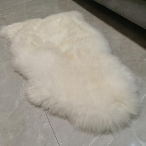 Kopal Alfombra de piel de oveja auténtica australiana de 2 x 3.3 pies, alfombra de área para dormitorio, sala de estar, habitación de los niños, súper suave y esponjosa, piel individual, color
