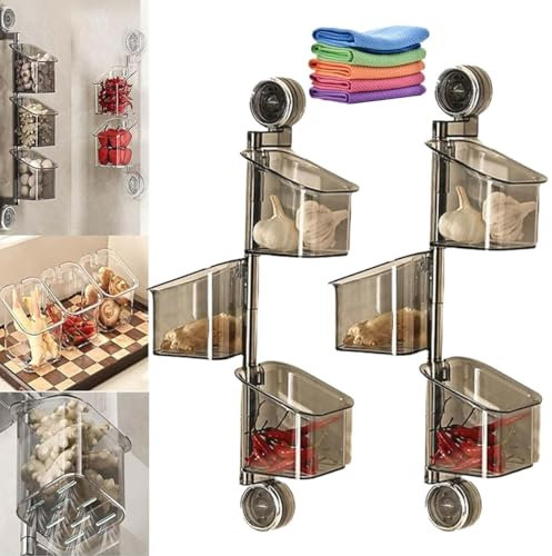 athroom Storage Basket with Suction Cup Rotating for Wall Mounted Bins Drill Free Container for Shower Caddy Removable Hanging Bin Shelf for Kitchen and Bathroom Storage.