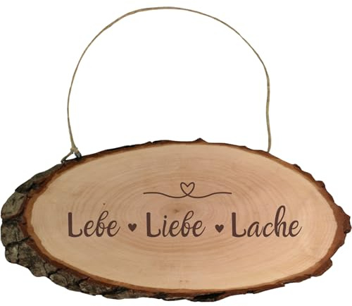 Lebe Liebe Lache Schild - Wandspruch, Wandschild aus Holz, dekorativer Schriftzug für Zuhause, ideal als Geschenk und Deko - Geschenkidee von Geschenkissimo