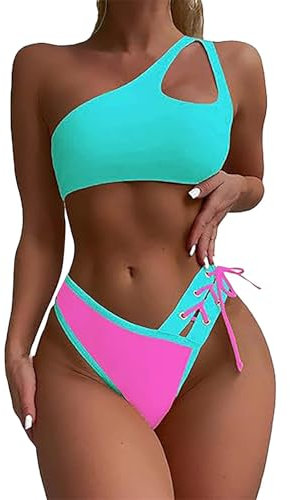 Generico Bikini Donna Mare Brasiliana Sexy Costume Piscina Curvy a Vita Bassa Perizoma Costume Donna Due Pezzi Bikini Imbottito Reggiseno Scollo a V Swimwear Abiti da Spiaggia