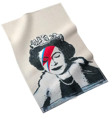 MuseARTa Geschirrtuch aus Baumwolle mit dem Gemälde Lizzie Stardust des Künstlers Banksy Graffiti in der Größe 40x60cm, KT-BL-LS