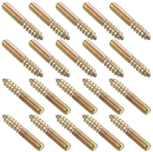 TOP-VIGOR 20Pcs Hanger Bolts, M4x25mm Double Headed Bolts Self Tapping Screw, Double Ended Dowel Screws, Screw Dowels Hanger, Threaded Lag Wood Screws and Machine Bolts for Wood Joint Furniture