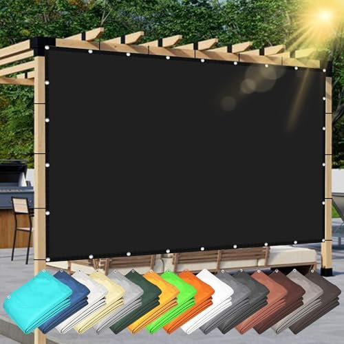 Voile d'ombrage Carré 3.4 x 5.5 m Anti UV Contre Le Vent Tissu de Parasol de Tente avec Le Kit de Fixation Filet Coupe-Vent pour Patio Terrasse Extérieur, Noir