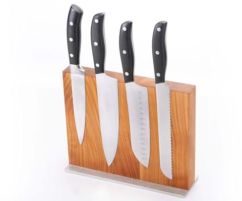 Magnetischer Messerblock aus Kirschholz in Handarbeit - Beidseitig nutzbar - Starke Magneten - Made in Gemany - Messerhalter