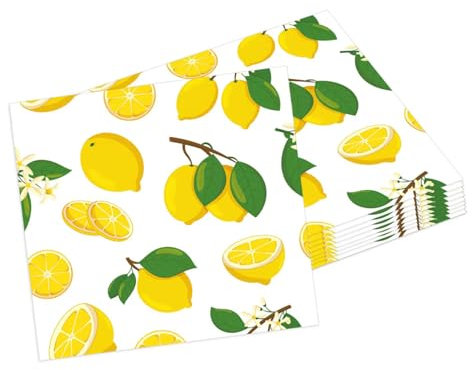 Nexum Servietten Deko Set 33x33cm für Einschulung Schulanfang Junge Mädchen Party Zubehör und Oktoberfest Bayrische Deko mit O'zapft is Prost Girlande aus Wabengewebe Bierfest (Zitrone)