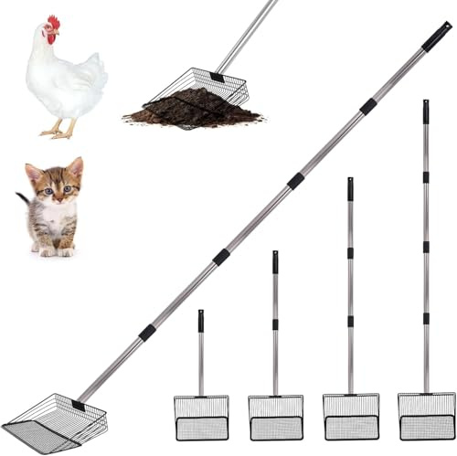 10inch groß Metall Hühnerkotschaufel,5-in-1 abnehmbare Hühnerschaufel,22 ''to 77 ''abnehmbar chicken poop scooper schwer chicken poop shovel Hühnerstall Reinigungswerkzeuge Hühnerstall Zubehör