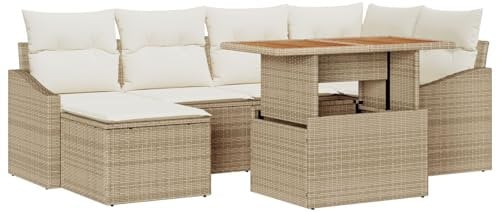 vidaXL Garten-Sofa-Set 7 STK. Beige Poly Rattan