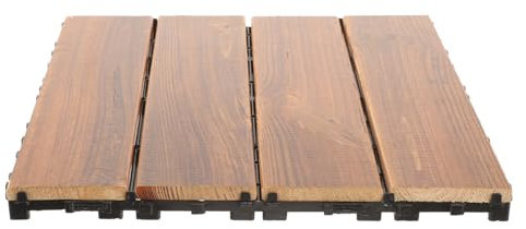 HYTROVE Anticorrosive Wood Floor Interlocking Deck Tiles Outdoor Patio Flooring for Balcony Garden Decking