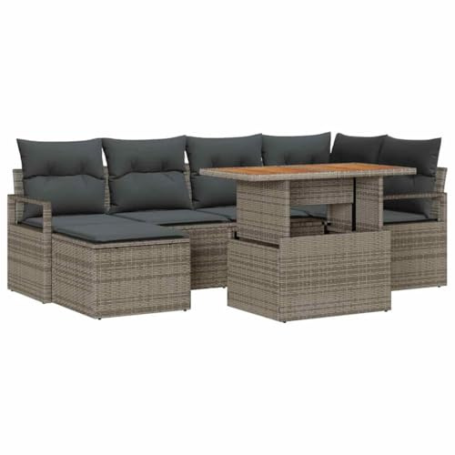 vidaXL Garten-Sofa-Set 7 STK. Grau Poly Rattan