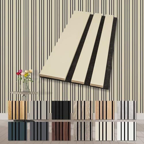 HEXIM Akustikpaneele Holz Musterstück Mila - flexible Wandpaneele Wanddeko Holzpaneele Wand Kombipaneel Wandverkleidung innen Schalldämmung Akustikfilz beige Palomino