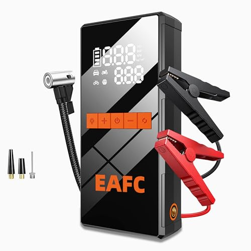 20000mAh Car Jump Starter with 150PSI Air Compressor | Tyre Inflator for Cars, Vans, Motorcycles | 12V Portable Battery Booster Pack for Petrol (Up to 4L) & Diesel (Up to 2L) Engines | LED Light, Powe