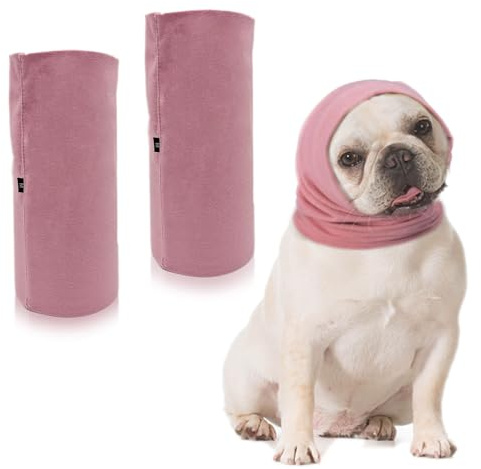 GYIOFAI 2 Pièces Cache-Oreilles pour Chien Snood pour Chien Cache Cou, Capuche Apaisante pour Le Toilettage et Le Séchage du Bain, Cache-Oreilles Chauds pour Animaux de Compagnie, Protection (Rose)