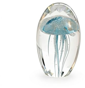 Melivarone Kristall-Glasfigur Igel, Transparent, Facettiert, 6,1 x 4,5 x 3,5 cm, Tierfigur, Dekoration und Geschenk (Jellyfish)