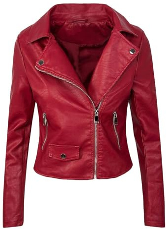 Luadnysin Giubbotto Pelle Donna Giacca di Giubbotti Oversize Giacchetto Vintage Casuale Similpelle Jacket Retro Giubbino Sottile Lunga in Giacchetta Slim Giubbini Corto