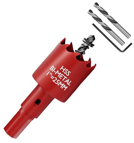 Scie Cloche 25mm,HSS M42 Bi-Métal Scies-cloches Bois,avec adaptateur de tige triangulaire et foret de centrage,Idéal pour boîte de mur creux,Cloison Sèche, Plastique,Plaque de Plâtre
