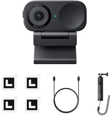 Insta360 Link 2C Tripod Bundle 2.0-4K Webcam for PC/Mac, 1/2 Sensor, Auto Framing, HDR, AI Noise-Canceling Mic, Gesture Control for Streaming, Video Calls, Gaming, Works with Zoom, Teams, Twitch