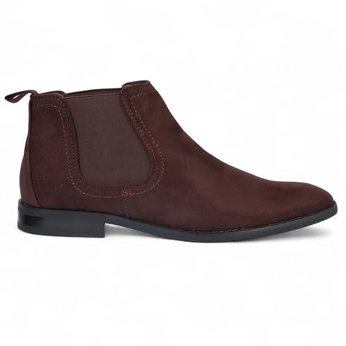 Infinity Leather Dolcetto Herren Chelsea Stiefel aus braunem Wildleder, mit Echtlederfutter, zum Hineinschlüpfen