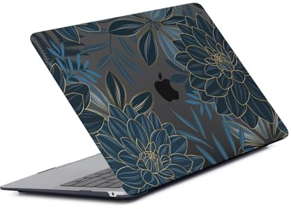 HLAAJJX Hülle für MacBook Air M5 M4 M3 M2 13 Zoll A3449 A3240 A3113 A2681 Schutzhülle Snap Case für MacBook Air 13,6 2026 2025 2024 2022,Plastik Hartschale Cover,Transparente Blaue Blume