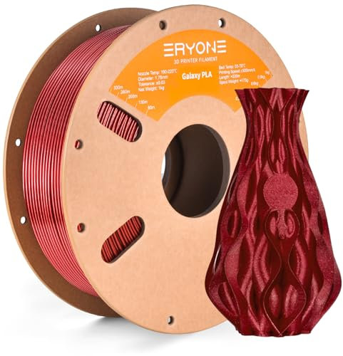 ERYONE Funkelndes Glitzer-glänzendes PLA Filament voor 3D Druker, 1.75mm+/-0.03mm, 1kg/Spool, Rot