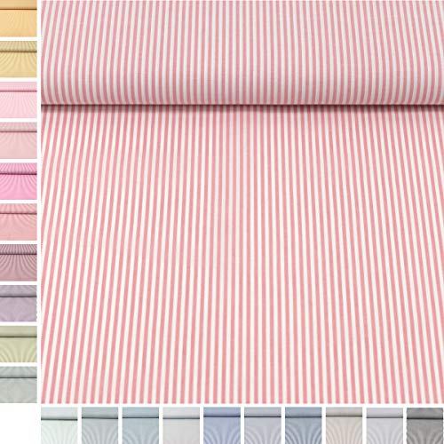 MAGAM-Stoffe Mona Streifen Kinder Baumwollstoff Oeko-Tex Meterware 50cm (04. Altrosa)