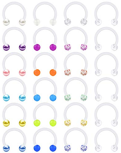 vcmart Plastik Hufeisen Nasenpiecing Nasenring Septum Helix Lippe Ring 16G Bioflex Flexibel Kunststoff Piercing