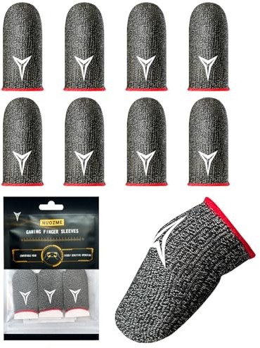 8 Stück Gaming-Fingerhüllen für mobiles Gaming, 0,3 mm Silberfaser, reibungslose Bedienung, schweißabweisend, extrem dünn, Nuozme Fingerhüllen, kompatibel mit Handy-Tablet-Geräten (rot)