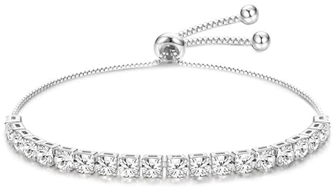 Milacolato CZ Armband für Damen, Silber Tennis Armband Kristall Slider Armband Frauen Sparkle Cubic Zirkonia Verstellbare Armbander Lady Armband Geschenk