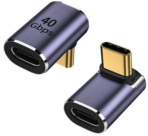 Herfair USB C Adapter, 90 Degree Adapter Type-C Angled Extender USB-C Male to Female Coupler 40Gbps Thunderbolt Connector for Laptops, Tablets, Phones, Steam Decks, More (2 Packs)