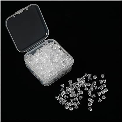 500PCS Universal Silikon Klar Gummi Ohrstopper Ohrstecker Verschlüsse, Ohrstopper,Stopper Silikon,Klar Ohrring Stopper, Ohrstecker Verschluss,Weiß Transparent 4mm *4mm Ohrringstecker