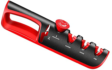 Kitchen Knife Sharpener, Manual Scissor Sharpeners with 4 Stages Sharpener, Fit All Knives Styles