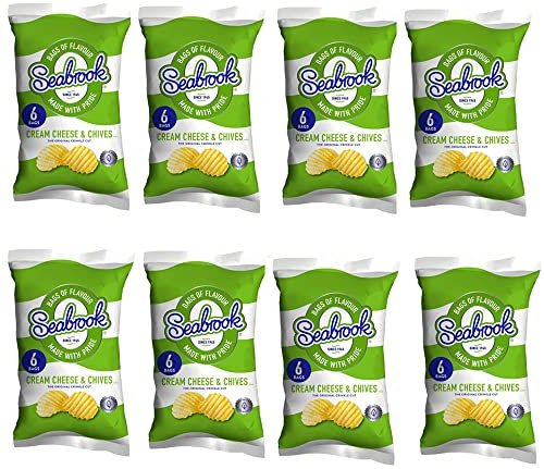 Various Flavor Crisps Chips 6 Pack x 25g (Cream Cheese & Chives, 08 Packs(48 mini bags))