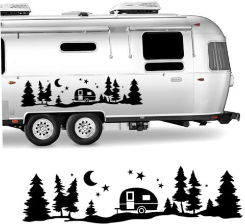 Autocollants de camping-car, 84 cm / 33 pouces en vinyle Camper Trees Sticker Car Sticker, Car Decs de porte de voiture pour le camion de voitures SUV RV Camper Remorque Décoration