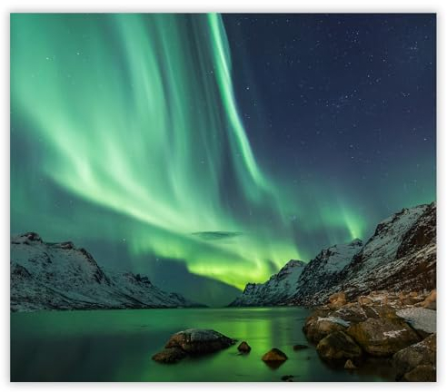 SMTDeco Herdabdeckplatte 60×52 cm – ESG gehärtetes Glas, kratzfest & rutschfest – Spritzschutz & Schneidebrett – für Induktion/Ceranfeld – 1-teilig, Motiv Nordlichter Grün