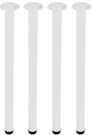 Jahof Pieds de Table Réglables 75 cm, Lot de 4 Pieds de Meubles Métal Blancs Ø50mm, Support en Acier pour Table à Manger, Bureau