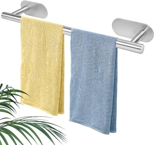 SLTAXAR Handtuchhalter Stange Edelstahl Klebende Handtuchstange Bad 42CM Badehandtuchhalter Ohne Bohren Silber Handtuch Stange Selbstklebend Badehandtuchhalter für Badezimmer Schlafzimmer Küche