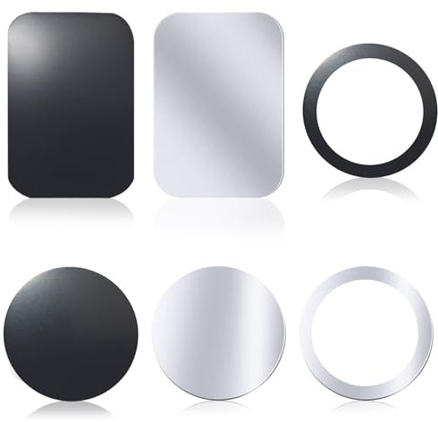 6 Stück Metallplättchen Selbstklebend, Handy Metall Platte Set, Handyhalterung Auto magnetplatte ultradünne Ersatzplatte für Mobiltelefone und Tablets