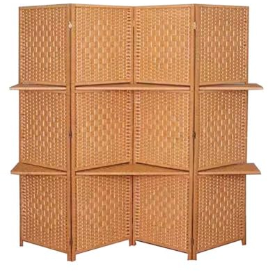 Raumteiler Mit Regalen, Wandteiler Und Faltende Sichtschutzgitter Raumtrennungen Einfach Verschieben Temporäre Mauer Für Schlafzimmer, Home Office, Studio ( Farbe : Natural-4 panel , Größe : H 150cm x