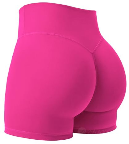 ZAAYO Sport Shorts Damen 4.5 Gym Shorts Booty Scrunch Hohe Taille Push Up Yoga Shorts Biker Gym Kurze Hosen Rosenrot XL