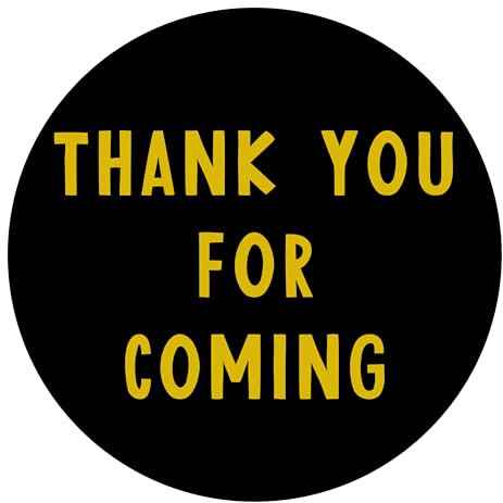 Manta Makes Aufkleber mit Aufschrift Thank You for Coming to My Party, 35 x 3,7 mm, rund, Dankesaufkleber für Partytüten, Dankeschön-Aufkleber für die Partytüte, 35 x 3,7 mm, Schwarz und Gold